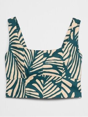 NWT 2025 Banana Republic Green Tropical Print Linen Blend Bustier Top Size 4
